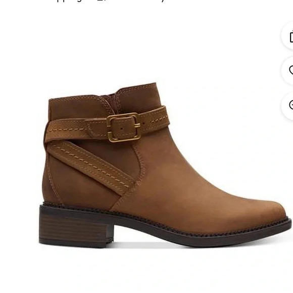 NWOB Clarks Collection Leather Strapped Ankle Boot Maye Step Dark Tan Size 8.5 - Picture 1 of 14